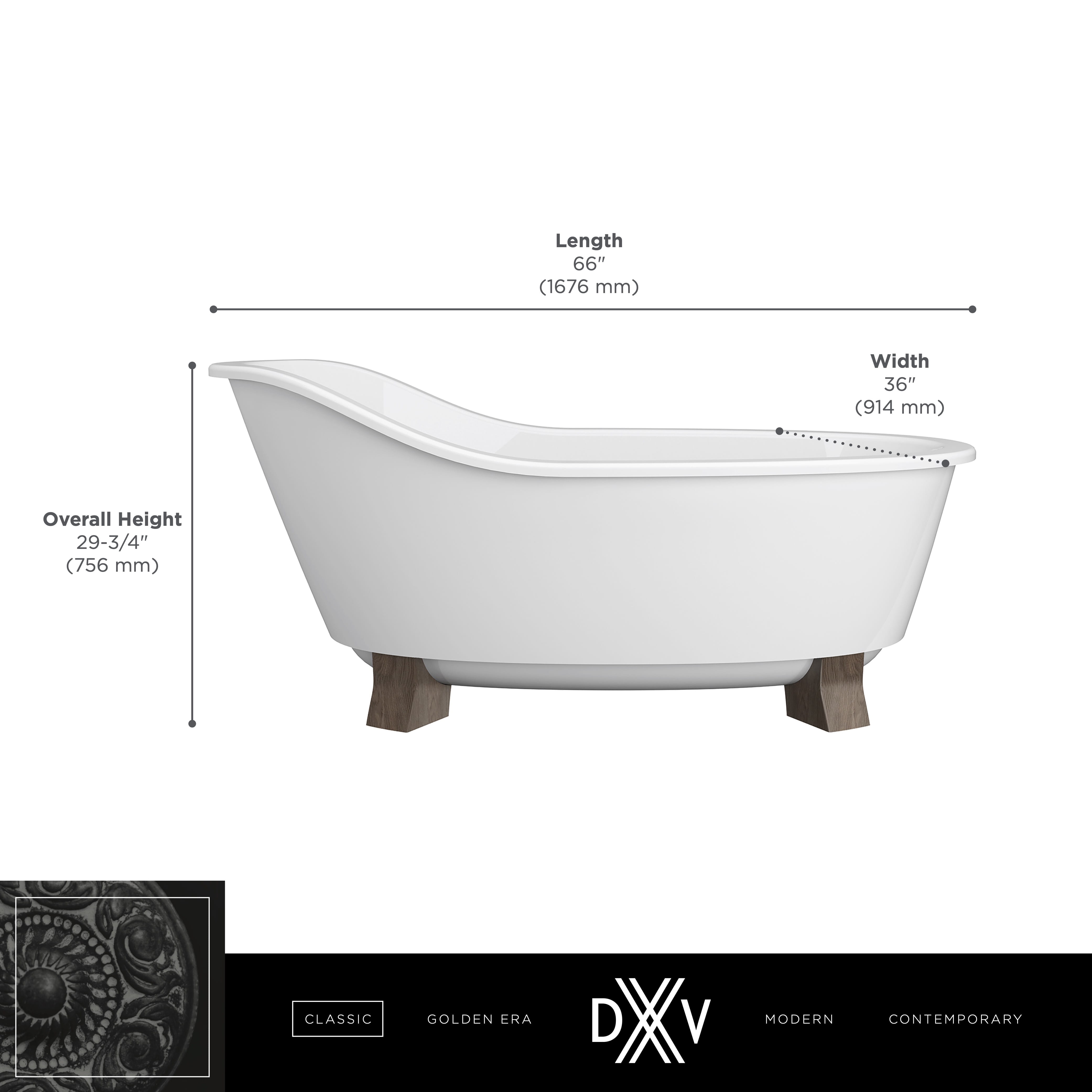 Oak Hill 66 x 36 in. Freestanding Bathtub with Feet